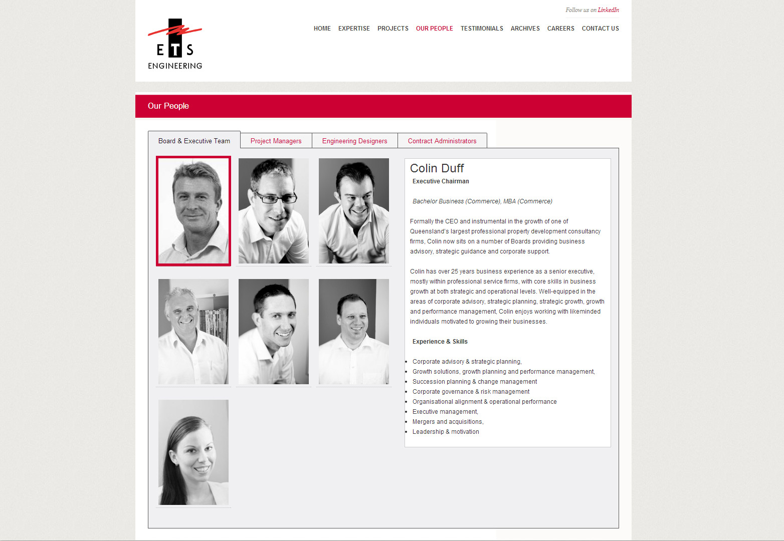 ETS Engineering Our People webpage