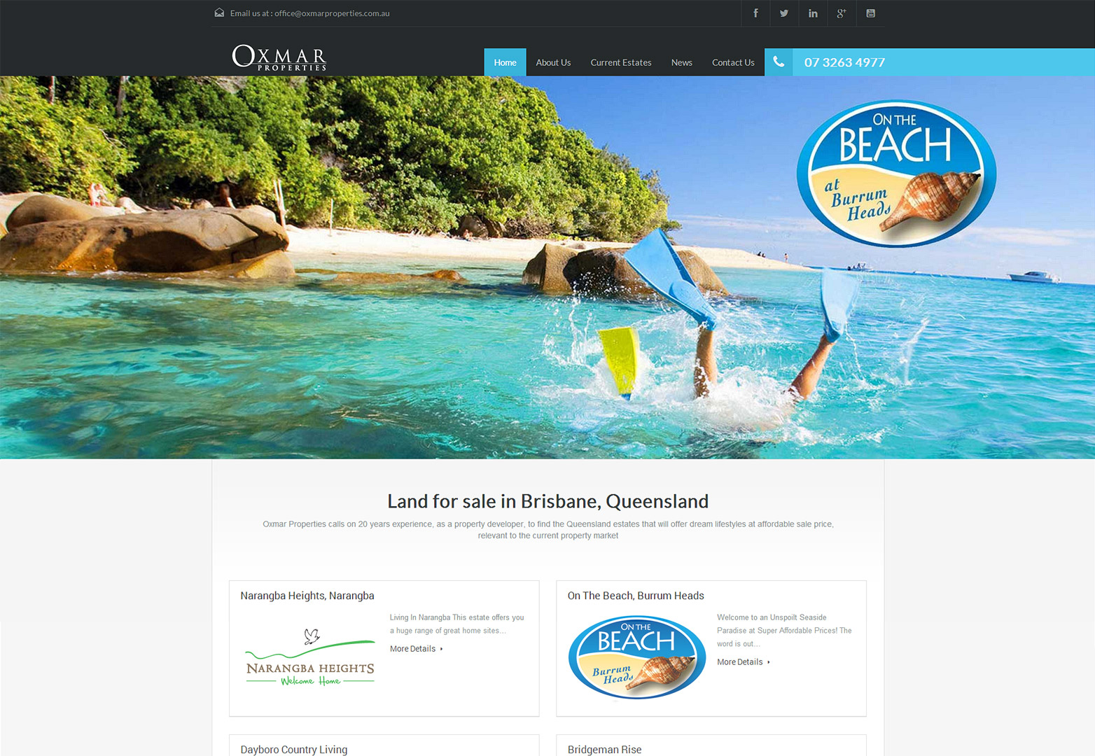 Oxmar homepage view on desktop